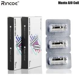 E Cig Jellybox/Jellybox Mini/Manto Aio Plus/Manto aio Plus II 2 Kit e 담배 3pcs/pack 용 원래 Rincoe Manto AIO 코일 메시 0.15/0.3OHM RBA 코일