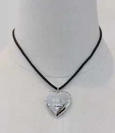 2024 Luxury Quality Charm Heart Shape Pendant Necklace Silver Plated and Black Color Rope Have Stamp PS3263B