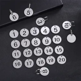 Edelstahl 23 mm runde Zahlenetiketten, ausgehöhlte Nummernschilder, Schilder, Hangtags für Schlüssel, Metall-Nummernschilder, Markierungen, F2024225