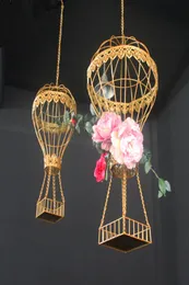 Celebration prop wedding birthday party stage ceiling decor wedding flower vase holder drop ornament decor ceiling hanging air9533756