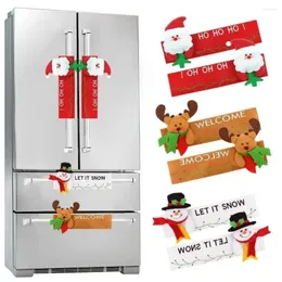 Party Decoration Christmas Refrigerator Handle Covers Cute Snowman Elk Fridge Door Cover Kitchen For Decorations