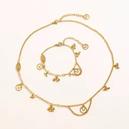 Nunca desaparecendo 18k banhado a ouro marca de luxo designer pingentes colares flor pulseira de aço inoxidável carta gargantilha pingente colar corrente jóias quente