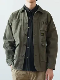 Herrjackor vintage armé grön last denim jacka män kvinnor vår höstkläder harajuku kappa koreanska mode militär casual arbetskläder