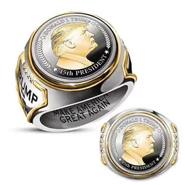 Tasarımcı Kişilik Başkanı Trump Ring Çift Renk Avrupa ve American Hip Hop Trump Takı Erkek