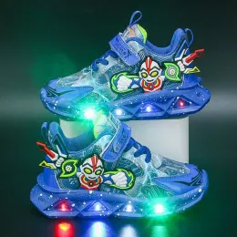 Обувь для мальчиков кроссовки со светодиодным освещением повседневная детская обувь Япония аниме -мультипликационные кроссовки для детей
