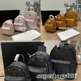 High quality designer bag women fashion designer backpack men travel backpack old flowers leather rivets decorated side stud school bag backpacks