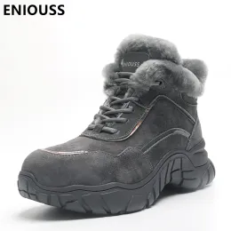 Sandals ENIOUSS 100% Wool Women Winter Boots High Quality Genuine Leather Ankle Snow boots LaceUp Lady Outdoor Warm Shoes