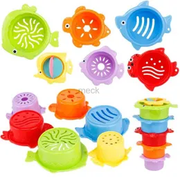 Sand Play Water Fun 6 Pcs Set Stack Cup Baby Bath Toy Kid Bathroom Water Toy Child Boy Girl Toddler Bathtub Seaside Beach Swimming Pool 240321