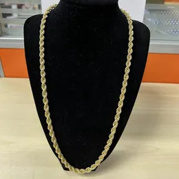 Chains Real 18k Gold Rope Link Chain 6MM Thick Hiphop Fine Jewelry Necklace Wholesale Factory