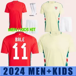 2024 2025 S-4XL 웨일즈 베일 축구 유니폼 Vokes Wilson Allen Ramsey National Home 2024 2025 축구 셔츠 팬 플레이어