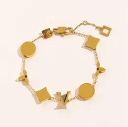20 bracciali classici stile braccialetto da donna braccialetto in oro 18 carati placcato in acciaio inossidabile perline di fiori di cristallo amanti regalo braccialetto polsino catena di gioielli di design