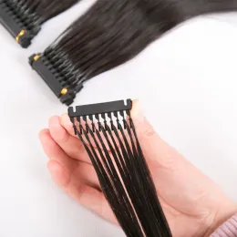 커넥터 5pcs/lot 4070cm 6d Natural Black Virgin Hair Extension