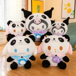 Förvandlas till en panda plysch leksaker dockor fyllda anime födelsedagspresenter hem sovrum dekoration