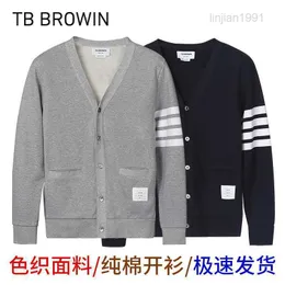 Herren Hoodies Sweatshirts TB Browin New tb reines Baumwollgarn gefärbter Mantel für Männer und Frauen College -Stil Casual Cardigan Basis