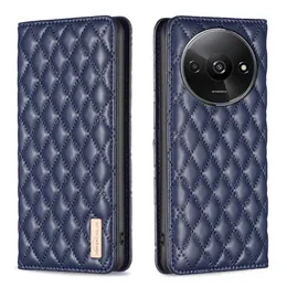 Phone Cases For Xiaomi 14 13 Redmi A3 13C 13T Note 13 K70 K70E Pro Plus 4G 5G Grid Wallet Leather Case Cover