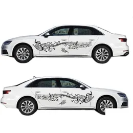 Car Stickers A Set Vehicle Truck Power Music Black Butterfly Flowers Sport Styling Vinyl Body Sticker Waist Line Decals Drop Delivery Otg4R