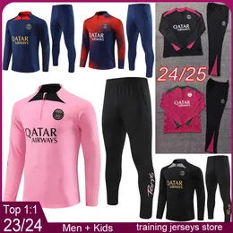 Psges Soccer Tracksuit 2024 2025 Paris Men and Kids Football Tracksuit Kits Mbappe Hakimi O.Dembele Training Kit 23 24 25 Chandal Futbol Tuta Calcio Surtetement Foot