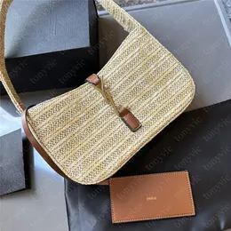 Strohhandtaschen Designer Umhängetasche Strandtasche für Frauen Gras hochwertige Modedamen Sommer Hobo -Taschen Häkeln kleine Geldbörse