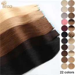 Extensions SEGO 2.5g/pc Straight Tape In Hair Extensions Real Human Hair Skin Weft Tape Hair Seamless Invisible Double Sides Tape ins 20pc