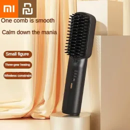 アイロンXiaomi Youpin lazy Hair StraightEnerワイヤレスヘアホットコームUSB充電式高速加熱ストレートレーニングブラシ