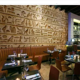 배경 화면 Wellyu Papel de Parede Para Quarto Custom Wallpaper Classic Retro Egyptian Hieroglyphs Bar Restaurant Frescoes Tapety