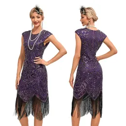 XXXL Womens 1920s Flapper Dress Big Round Neck Slip Dress Roaring 20s Great Gatsby Dress Vintage Årsmöte Klänning för fest 240313