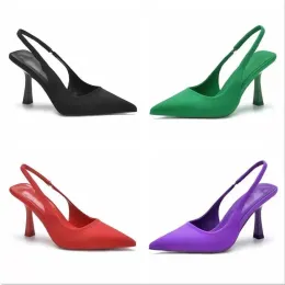 Sandálias de sandálias de salto de estilete para mulheres sapatos de verão vermelho lindamente você slingback verde gatinho roxo preto ix baile de dança