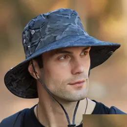 Utomhushattar Fashion Bucket Hat Vandring Hunting St Cap Wide Brim Fisherman Waterproof Sun UV Protection F Drop Delivery Sports Outdoors DH7IL