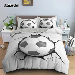 Yatak takımları 3D futbol seti futbol nevres kapağı yastık kılıfı polyester yorgan kral kraliçesi tam çift top spor yorgan