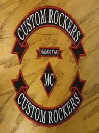 Custom Embroidered Rockers Ribbon Name MC Set Patch Vest Outlaw Biker MC Club Sew On Jacket back or leather coat9077374