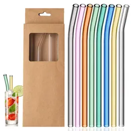 Drinking Eco-friendly Reusable Multi-color Glass Tail Straws for Juice Milk Coffee Bar Drinks Accessory 914