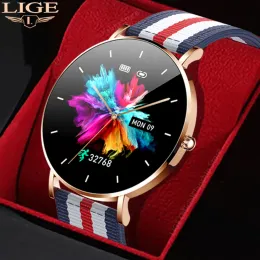 Zegarki LIGE Nowe smartwatch panie ultra cienki inteligentny zegarek Kobiety AMOLED 360*360 HD WODYPORPOODYJNY Wyświetlacz zawsze Pokaż czasowe przypomnienie +pudełko