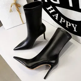 Сапоги Bigtree Shoes the Leather Boots Women Angle Boots осень зимние ботинки женские высокие каблуки короткие ботиль