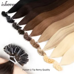 확장 ISHEENY 14 "18"22 "FOUSION HAIR EXTENSIONS BLONDE NAING U TIP PREBONDING HUNBONDING HULD HAIR on CAPSUEL EUROPN