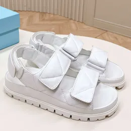 Designer Nappa Sandals Leather Womens Flat Slippers Summer Slides Outdoor Sandal White Black Comfortable Shoes With Box 538