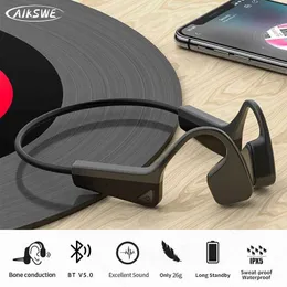 Cell Phone Earphones AIKSWE Bone conductive earphones wireless sports earphones Bluetooth compatible earphones can run without the need for a microphone Q240321