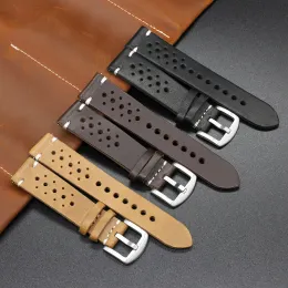 Bracelets Genuine Leather Watch Band Black Brown Coffee Color Rally Watch Strap Replacement Watchbands 18mm 20mm 22mm