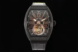 2024New RMS 공장 남성 시계 V45 버전 Tourbillon Movement Steel Case Case Case Italian Calfskin Strap Ultra-Thin Case 72 시간 전력 저장