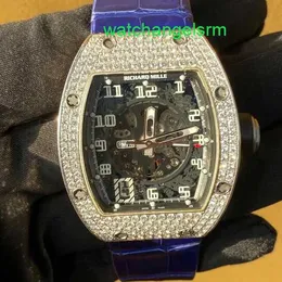 Relógio de pulso masculino relógio de pulso RM Série masculina ouro rosa ouro branco totalmente vazado mecânico automático Rm010 caixa original incrustada com diamantes
