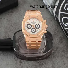 AP WIST WATM Nowoczesne funkcjonalne Seria Royal Oak Series Chronograph 25960OR OO.1185OR.02 Srebrna biała płyta Automatyczna mechaniczna męska zegarek męski