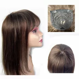 Toppers 4095g Real Human Hair Toppers For Women Thick Natural Hairpiece with Neat Bangs Fringe Hair Clip In Wiglets Extensions Remy