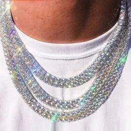 colar de corrente de moissanite colar de hip hop masculino 4mm linha de diamante corrente de tênis ouro colar de prata moissanite diamante 18k ouro prata esterlina link cubano