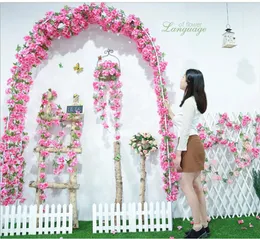 Decorative Flowers Luyue 11pcs/lot Artificial Cherry Flower Vines Wedding Hanging Fake Silk Blossoms Simulation Rose Rattan Colorfu