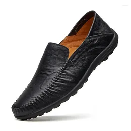 Casual Shoes Spring Autumn Fashion Mens Loafer All-Match äkta läder naturliga andningsbara lägenheter bekväma mockasiner