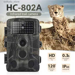 Jaktspårkameror HC802A Wildlife Trail Camera 24MP 2,7K Video Foto Trap Outdoor Infrared Hunting Night Vision Motion Detection Q240321