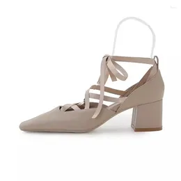 Модельные туфли, элегантные женские босоножки на высоком каблуке со шнуровкой и квадратным носком, весна 2024, сандалии на каблуке Tacones с неглубоким носком, Zapatos Mujer