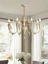 Ljuskronor American Wood Aged Style Loft Lights Living Room Vintage Princess Bedroom Dining Candle Pendant Lamps