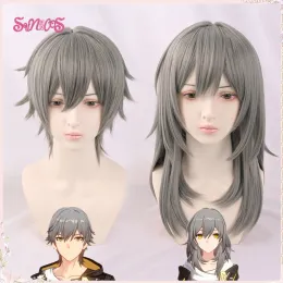 WIGS SUNXXCOS GOGO HONKAI STAR RAIL TRAILHBLAZER COSPLAY WIG GREY CHINE Resistente às perucas sintéticas para figurino de Halloween PROGUELA DE FESTIMENTO