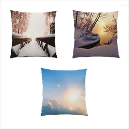 Pillow Decoration Home Polyester Linen Cover 45x45 Tropical Palm Throw Covers Snowflake Natural Living Room E1012