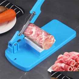 Fruit Vegetable Tools Mtifunctional Table Slicer Frozen Meat Cutting Hine Beef Herb Mutton Rolls Cutter Easy Slice Kitchen 230901 Dhqbs